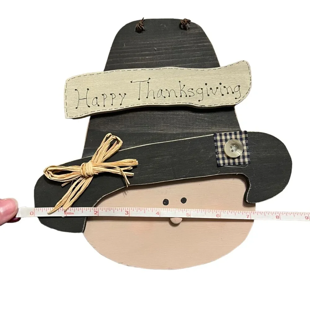 Wall Hanging Sign Happy Thanksgiving Festive Rustic Pilgrim Decor